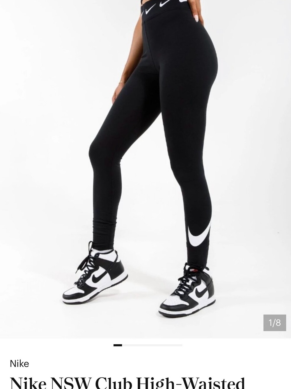 Nike Black High Waisted Club Leggings with logo elastic waist. Size M. Like new.